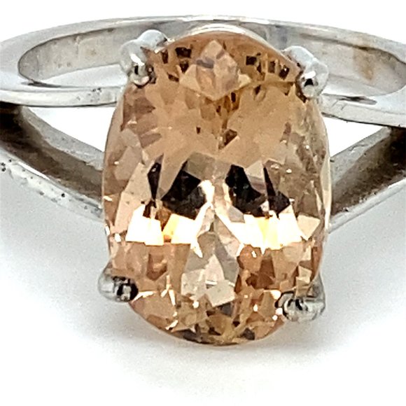 Imperial Topaz 6.65ct Solid 18K White Gold Ring - Picture 6 of 6